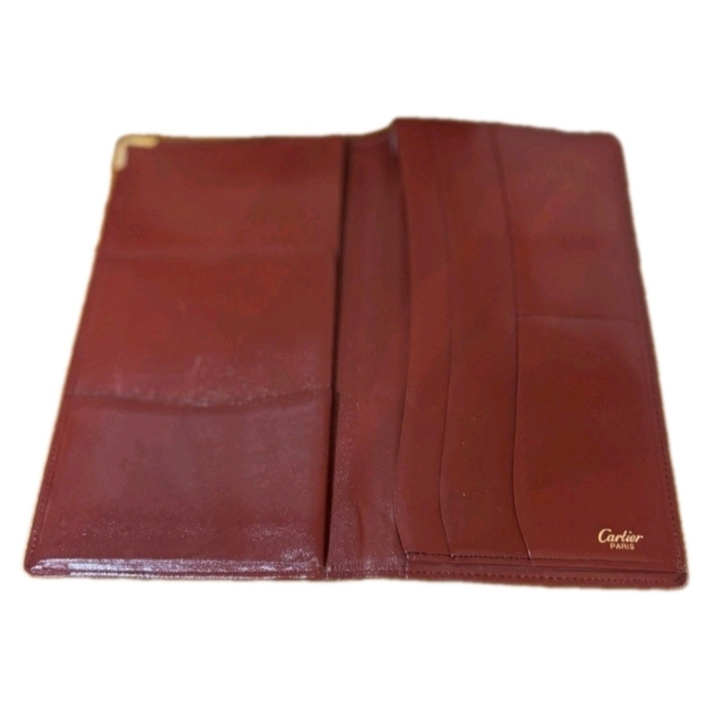Cartier Must de Cartier Burgundy (Unisex) Leather Bi-fold Long Wallet ( EUC) - Picture 3 of 7